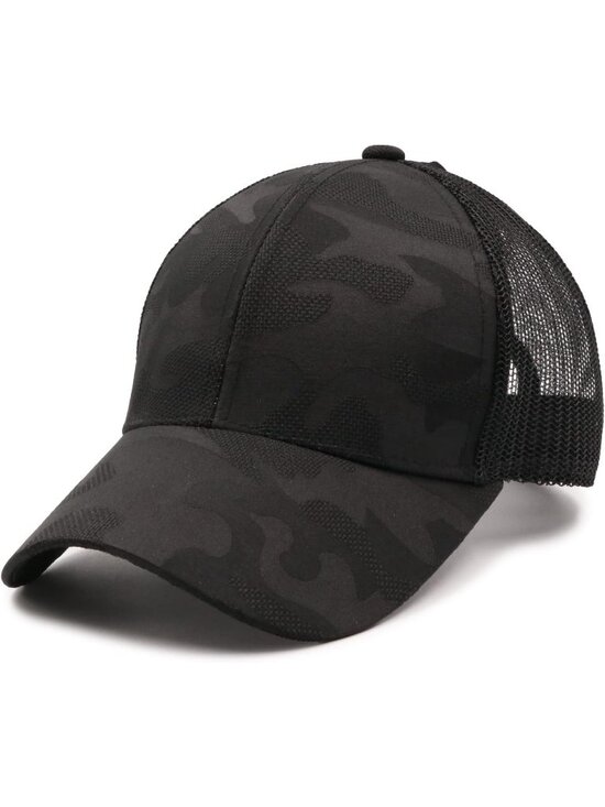 〽️Women\'s Black High Ponytail Baseball Cap Trucker Bad Hair Day Adjustable main image 4